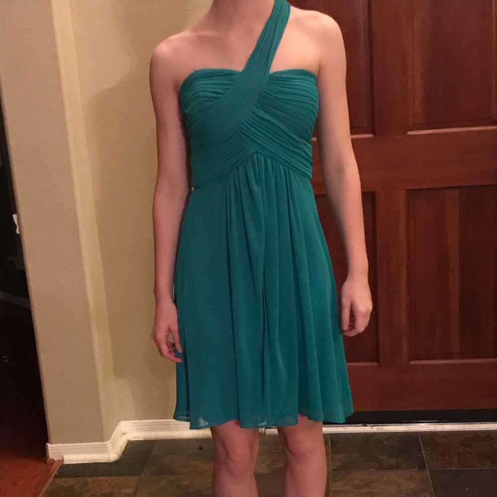 Blondie Nites Teal One-Shoulder Prom Dress Size 7